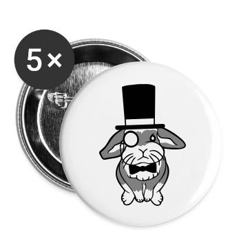 Mr. Bunny Gentleman Top Hat Monocle Glasses - Buttons small 1''/25 mm (5-pack) - white - Front