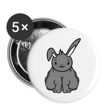 Dicker Hase sitzt Übergewicht Fett Hungrig Lustig - Buttons klein 25 mm (5er Pack) - Weiß - Vorne