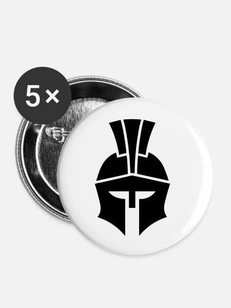 Spartanischer Helm - Buttons klein 25 mm (5er Pack) - Weiß