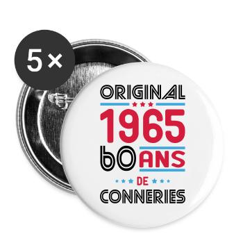 60. Geburtstag - Original 1965 - - Buttons klein 25 mm (5er Pack) - Weiß - Vorne