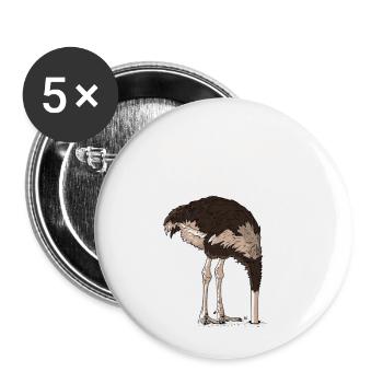 Autruche - Lot de 5 petits badges (25 mm) - blanc - Devant