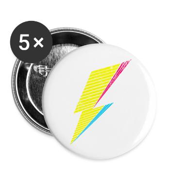 bolt of lightning 80s - Buttons klein 25 mm (5er Pack) - Weiß - Vorne