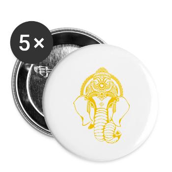Elephant Ganesha - Buttons small 1''/25 mm (5-pack) - white - Front