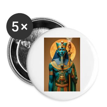 Ptah, dieu à la peau bleue, tenant un sceptre, brillant - Lot de 5 petits badges (25 mm) - blanc - Devant