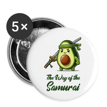 Avocado Samurai Fruit - Buttons small 1''/25 mm (5-pack) - white - Front