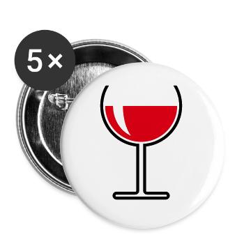 XRotweinglas Rund Offen (Rotwein / Wein / 2C) - Buttons klein 25 mm (5er Pack) - Weiß - Vorne