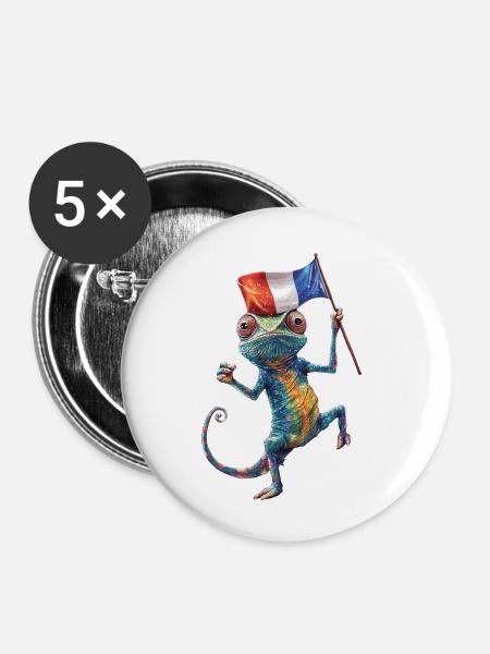 Chamäleon - Buttons klein 25 mm (5er Pack) - Weiß