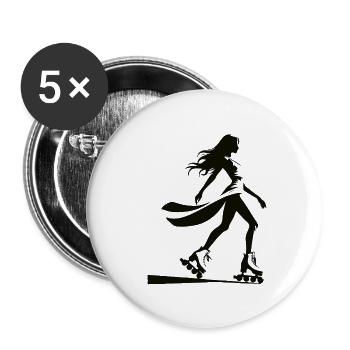 Elegante Inlineskaterin Silhouette –Inlineskate - Buttons klein 25 mm (5er Pack) - Weiß - Vorne
