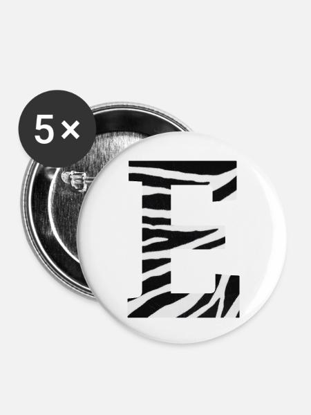 Buchstabe e zebra - Buttons klein 25 mm (5er Pack) - Weiß