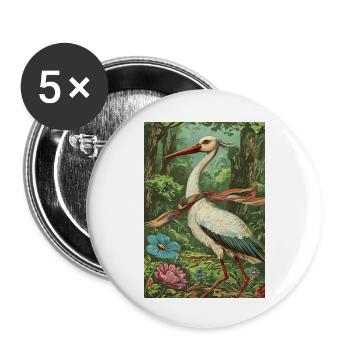 Vintage Stork - Buttons klein 25 mm (5er Pack) - Weiß - Vorne