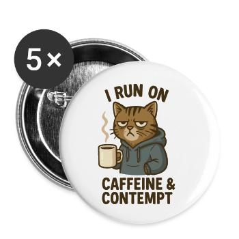Chat de café - Lot de 5 petits badges (25 mm) - blanc - Devant