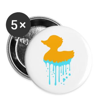 Quietscheente Badeente Wasser Tropfen Graffiti Fun - Buttons klein 25 mm (5er Pack) - Weiß - Vorne