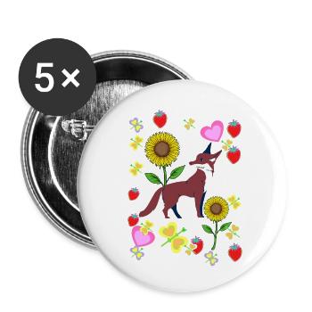Années 80 Rétro Renard Renards Enfants Enfant Été - Lot de 5 petits badges (25 mm) - blanc - Devant