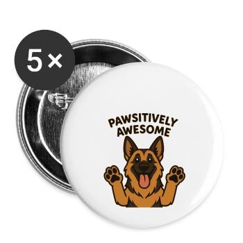 cute dog, german shepherd, paws, positively - Buttons small 1''/25 mm (5-pack) - white - Front