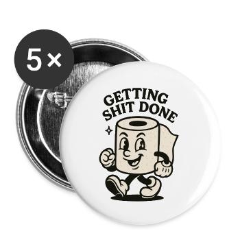 Getting Shit Done - Buttons small 1''/25 mm (5-pack) - white - Front