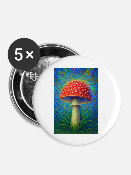 Fliegenpilz - Buttons klein 25 mm (5er Pack) - Weiß