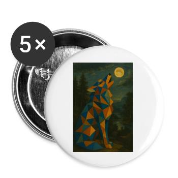 Wolf heult Mond an - Buttons klein 25 mm (5er Pack) - Weiß - Vorne