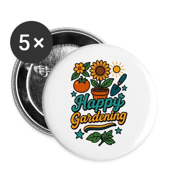 Conception de jardinage heureux coloré - Lot de 5 petits badges (25 mm) - blanc - Devant