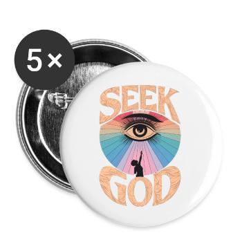 Chercher Dieu - Conception fidèle - Lot de 5 petits badges (25 mm) - blanc - Devant