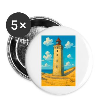Rubjerg Knude Fyr - Buttons klein 25 mm (5er Pack) - Weiß - Vorne
