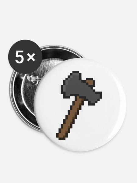 axt pixel - Buttons klein 25 mm (5er Pack) - Weiß