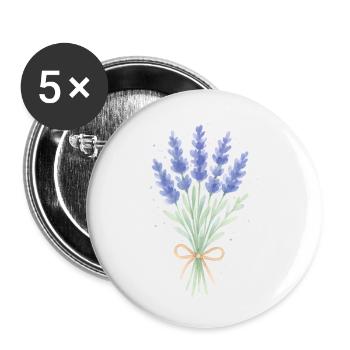 Lavendel Sträußchen - Buttons klein 25 mm (5er Pack) - Weiß - Vorne
