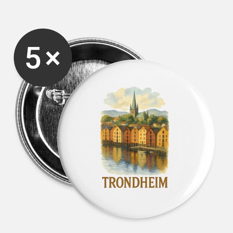 Trondheim - Buttons klein 25 mm (5er Pack) - Weiß