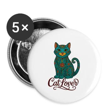 Colorful Cat Design – Chemise Cat Lover - Lot de 5 petits badges (25 mm) - blanc - Devant