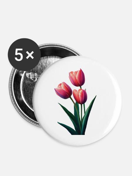 Tulpe - Buttons klein 25 mm (5er Pack) - Weiß