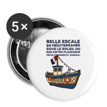 Toulon fishing boat and gabian provence - Buttons small 1''/25 mm (5-pack) - white - Front