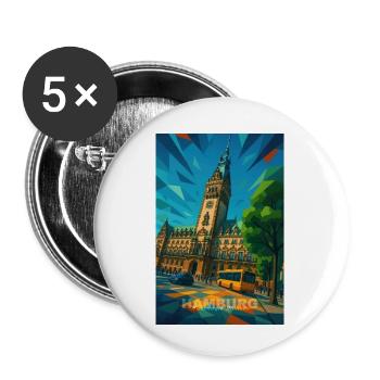 RATHAUS de Hambourg – Splendeur de la Ligue hanséatique - Lot de 5 petits badges (25 mm) - blanc - Devant