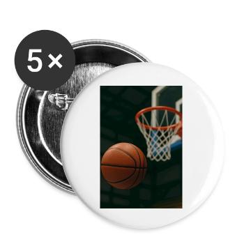 Basketball on its way to the basket - Buttons small 1''/25 mm (5-pack) - white - Front