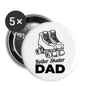 Rollschuhläufer Papa - Buttons klein 25 mm (5er Pack) - Weiß - Vorne