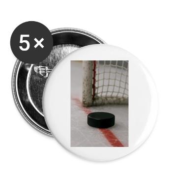 Hockey sur glace - Le rondelle franchit la ligne de but - Lot de 5 petits badges (25 mm) - blanc - Devant