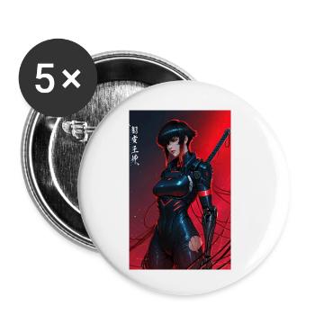 Red Wired Cyberpunk Samurai mit Katana - Buttons klein 25 mm (5er Pack) - Weiß - Vorne