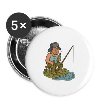 Drunk angler - Buttons small 1''/25 mm (5-pack) - white - Front