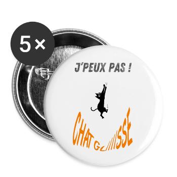 J'peux pas chat glisse ! - Lot de 5 petits badges (25 mm) - blanc - Devant
