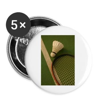 Sports - Badminton, ball and racket - Buttons small 1''/25 mm (5-pack) - white - Front
