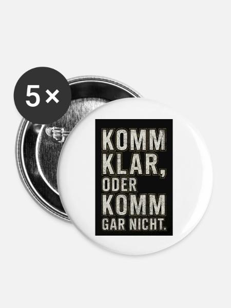 Komma klar!💯🖤💛 - Buttons klein 25 mm (5er Pack) - Weiß