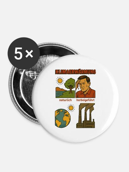 Klimawandel - Buttons klein 25 mm (5er Pack) - Weiß