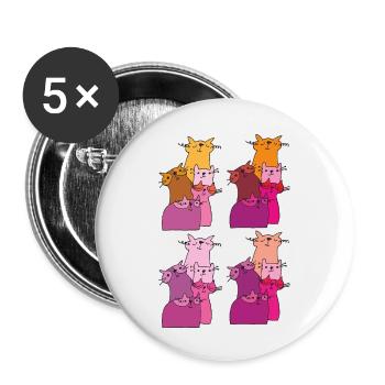 katzen treffen muster - Buttons klein 25 mm (5er Pack) - Weiß - Vorne