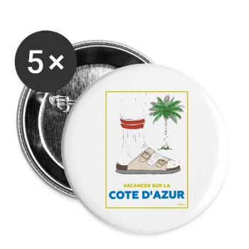 Vacances sur la côte d'azur - Lot de 5 petits badges (25 mm) - blanc - Devant