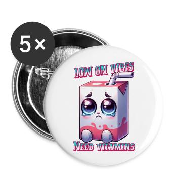Low on Vibes – Juice Box Needs Vitamins - Buttons small 1''/25 mm (5-pack) - white - Front