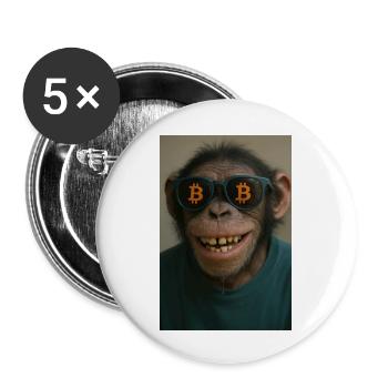 Bitcoin rencontre Monkey Joe - Lot de 5 petits badges (25 mm) - blanc - Devant