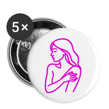Line Art Woman Profile – Minimalist - Buttons small 1''/25 mm (5-pack) - white - Front