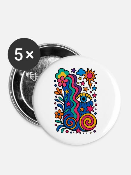 Exzentrisches Buntes Design - Buttons klein 25 mm (5er Pack) - Weiß