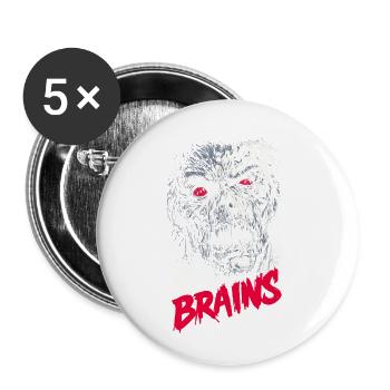 There are no brains - Buttons klein 25 mm (5er Pack) - Weiß - Vorne