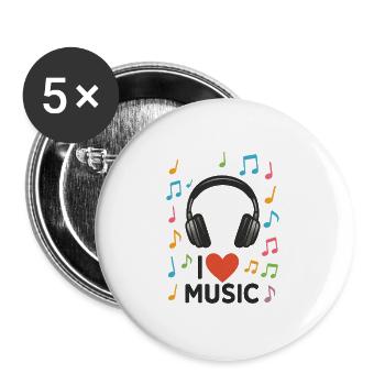 I Love Music - Buttons small 1''/25 mm (5-pack) - white - Front