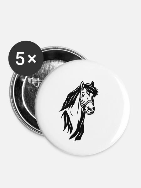 Pferdekopf - Buttons klein 25 mm (5er Pack) - Weiß