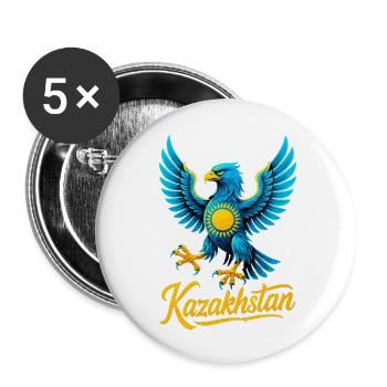 Kazakhstan aigle drapeau drapeau Cool Gift - Lot de 5 petits badges (25 mm) - blanc - Devant